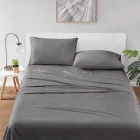 img 1 attached to 🛏️ Stay Cool and Comfy with DEGREES OF COMFORT Coolmax Cooling Sheets - Queen Size Set for Hot Sleepers - Breathable Soft Fabric with Deep Pocket - Grey-4PC