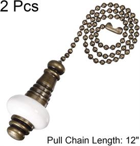 img 2 attached to 🔆 uxcell Ceramic White Pendant: 12-Inch Antique Brass Pull Chain for Lighting Fans (Pack of 2)