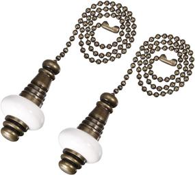 img 4 attached to 🔆 uxcell Ceramic White Pendant: 12-Inch Antique Brass Pull Chain for Lighting Fans (Pack of 2)