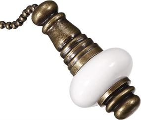 img 3 attached to 🔆 uxcell Ceramic White Pendant: 12-Inch Antique Brass Pull Chain for Lighting Fans (Pack of 2)