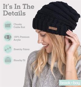 img 3 attached to 🧣 Women's Cable Knit Oversized Slouchy Beanie Hat by Brook + Bay - Warm Chunky Knitted Cap for Cold Weather