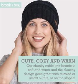 img 2 attached to 🧣 Women's Cable Knit Oversized Slouchy Beanie Hat by Brook + Bay - Warm Chunky Knitted Cap for Cold Weather