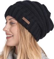 🧣 women's cable knit oversized slouchy beanie hat by brook + bay - warm chunky knitted cap for cold weather logo