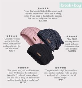 img 1 attached to 🧣 Women's Cable Knit Oversized Slouchy Beanie Hat by Brook + Bay - Warm Chunky Knitted Cap for Cold Weather