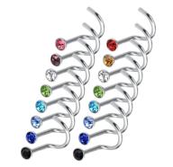 💎 rbenxia 20g 316l nose studs rings 2.2mm rhinestone stainless steel nose body piercing rings 20 pcs random color unisex optimal seo logo