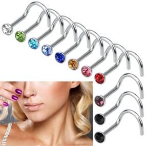 img 1 attached to 💎 Rbenxia 20G 316L Nose Studs Rings 2.2MM Rhinestone Stainless Steel Nose Body Piercing Rings 20 Pcs Random Color Unisex Optimal SEO