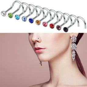 img 3 attached to 💎 Rbenxia 20G 316L Nose Studs Rings 2.2MM Rhinestone Stainless Steel Nose Body Piercing Rings 20 Pcs Random Color Unisex Optimal SEO