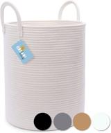 🧺 extra large rope white basket - blanket storage for living room, decorative & functional basket for blankets & yoga mats, black rope laundry basket 15x18" by organihaus logo