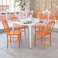 high-quality 2 pack orange metal indoor-outdoor chair by flash furniture logo