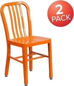 img 2 attached to High-Quality 2 Pack Orange Metal Indoor-Outdoor Chair by Flash Furniture