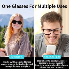 img 2 attached to 👓 Non Prescription Blue Light Blocking Glasses Magnetic Clip On Polarized Sunglasses for Men Women - Black Frames with UV Protection