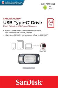 img 1 attached to 💨 High-Speed SanDisk Ultra USB Type-C 64GB Flash Drive: Fast Data Transfer (SDCZ450-064G-G46), Black & Silver