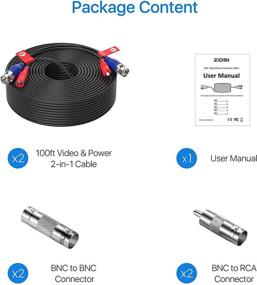 img 3 attached to 🔌 ZOSI 2 Pack 100ft Video Power Cable - BNC Extension Surveillance Camera Cables for Security Systems