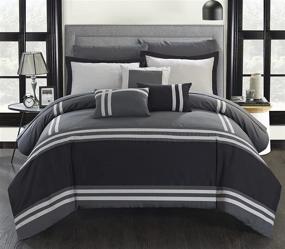 img 3 attached to 🛏️ Queen Grey Chic Home Zarah 10 Piece Comforter Bedding Set with Sheets, Decorative Pillows, and Shams