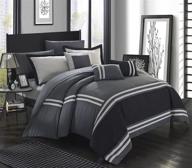 🛏️ queen grey chic home zarah 10 piece comforter bedding set with sheets, decorative pillows, and shams logo