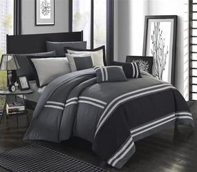 img 4 attached to 🛏️ Queen Grey Chic Home Zarah 10 Piece Comforter Bedding Set with Sheets, Decorative Pillows, and Shams