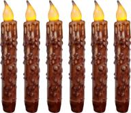 🕯️ cvhomedeco real wax hand dipped led timer taper candles - rustic primitive flameless lights décor (6-3/4 inch, coffee, 6 pcs) логотип