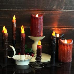 img 3 attached to 🕯️ CVHOMEDECO Real Wax Hand Dipped LED Timer Taper Candles - Rustic Primitive Flameless Lights Décor (6-3/4 Inch, Coffee, 6 PCS)