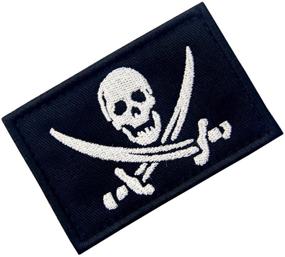 img 2 attached to 🏴 Pirate Flag Patch - Military Morale Hook & Loop Fastener - White & Black