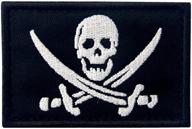 🏴 pirate flag patch - military morale hook & loop fastener - white & black logo