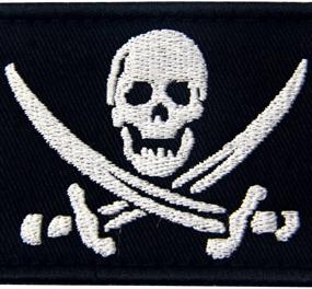 img 3 attached to 🏴 Pirate Flag Patch - Military Morale Hook & Loop Fastener - White & Black