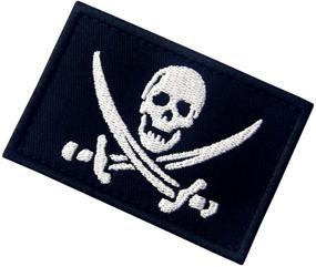 img 1 attached to 🏴 Pirate Flag Patch - Military Morale Hook & Loop Fastener - White & Black