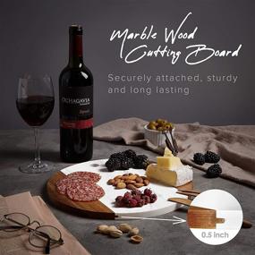 img 2 attached to 🧀 Exquisite Marble Cheese Board with Acacia Accent - Handcrafted Charcuterie Board - Perfect Housewarming Gift