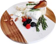 🧀 exquisite marble cheese board with acacia accent - handcrafted charcuterie board - perfect housewarming gift logo