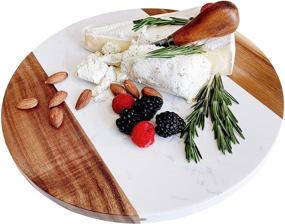 img 4 attached to 🧀 Exquisite Marble Cheese Board with Acacia Accent - Handcrafted Charcuterie Board - Perfect Housewarming Gift