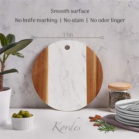 img 1 attached to 🧀 Exquisite Marble Cheese Board with Acacia Accent - Handcrafted Charcuterie Board - Perfect Housewarming Gift