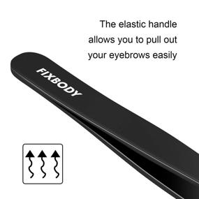 img 1 attached to 🔧 Precision Stainless Steel Tweezer Set for Ingrown Hair Removal - FIXBODY Eyebrows Plucking Tweezers with Flat and Slant Tips (Black)