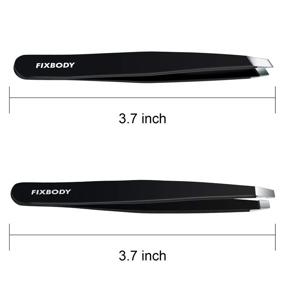 img 3 attached to 🔧 Precision Stainless Steel Tweezer Set for Ingrown Hair Removal - FIXBODY Eyebrows Plucking Tweezers with Flat and Slant Tips (Black)