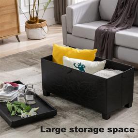 img 1 attached to 🛋️ UHSTORAGE Faux Leather Storage Ottoman Coffee Table with Tray and Leg, Resilient Sponge Padded Bench for Bedroom and Living Room, Foot Rest Ottoman - UHS16-BLK-US