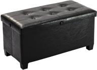 🛋️ uhstorage faux leather storage ottoman coffee table with tray and leg, resilient sponge padded bench for bedroom and living room, foot rest ottoman - uhs16-blk-us logo