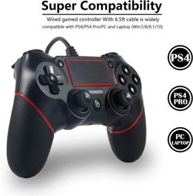 img 2 attached to 🎮 Sefitopher PS4 Wired Controller: Compatible for Playstation 4/pro/Slim/PC/Laptop, Vibration, LED Indicator, Dual Vibration, Anti-Slip Grip, 6.5ft Cable Length