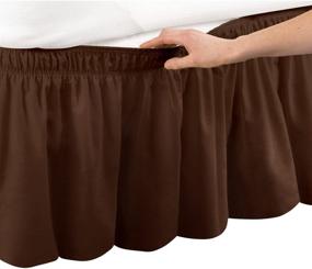 img 4 attached to Collections Etc Brown Elastic Dust Ruffle Bed Skirt, Wrap Around, Easy Fit, Twin/Full Size