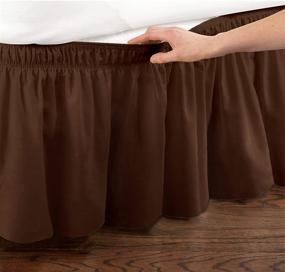 img 3 attached to Collections Etc Brown Elastic Dust Ruffle Bed Skirt, Wrap Around, Easy Fit, Twin/Full Size