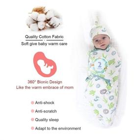 img 3 attached to Cotton Swaddle Sack with Hat for 3-6 Month Old Baby – Adjustable, Soft, and Large Size Swaddling Wrap