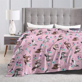 img 1 attached to 🌸 Flannel Plush Throw Blanket, Horses Flowers Pink Pattern, Perfect for Little Girls' Room Décor - Watercolor Blankets for Maximum Relaxation, Ultra Cozy Air Conditioning Blanket, Size 50"x40