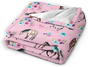 img 3 attached to 🌸 Flannel Plush Throw Blanket, Horses Flowers Pink Pattern, Perfect for Little Girls' Room Décor - Watercolor Blankets for Maximum Relaxation, Ultra Cozy Air Conditioning Blanket, Size 50"x40