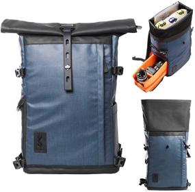 img 4 attached to 📷 K&F Concept Camera Backpack: Waterproof Roll Top Photography Bag with Laptop Compartment and Rain Cover