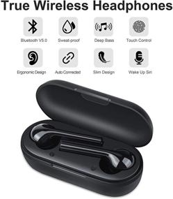 img 3 attached to 🎧 Наушники-вкладыши layajia Mini Wireless: водонепроницаемые наушники с Bluetooth 5.0, стереозвуком TWS, 28 часами воспроизведения, микрофоном и зарядным кейсом.