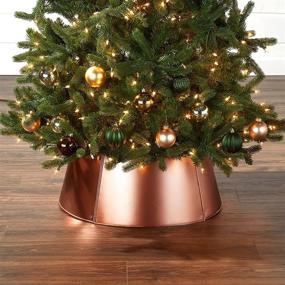 img 1 attached to Copper Round Design Tree Collar Base for Christmas Trees with Stylish Finish