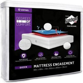 img 4 attached to 🛏️ Degrees of Comfort Waterproof Mattress Encasement - Queen Size, Zippered Cotton Cover with Deep Pocket, Stain Resistant, Breathable and Cooling Protector (13-15'' Inch)