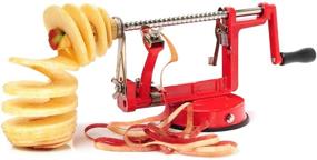 img 4 attached to HOTIME 3-in-1 Apple Peeler Slicer Corer, Stainless Steel Blades, Heavy Duty Handheld Peeler with Suction Base, Kitchen Tools for Apple Pie Salad, Red