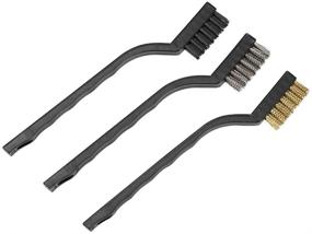 img 3 attached to 3-Piece Wire Cleaning Brush Set with Handle - Black Plastic for Kitchen, Home Cleaning, Welding Slag, Rust, Gas Stove, and Smoke Machine Tool