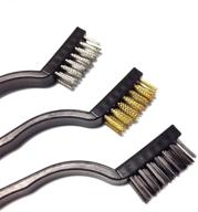 3-piece wire cleaning brush set with handle - black plastic for kitchen, home cleaning, welding slag, rust, gas stove, and smoke machine tool logo