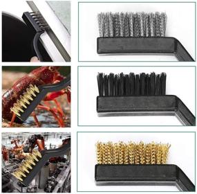 img 1 attached to 3-Piece Wire Cleaning Brush Set with Handle - Black Plastic for Kitchen, Home Cleaning, Welding Slag, Rust, Gas Stove, and Smoke Machine Tool