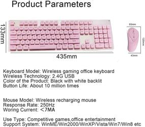 img 3 attached to 🔌 Wireless Keyboard and Mouse Combo: Rechargeable, Luminous Mute, Pink with White Light - For Office, Gaming, Laptop, PC, and Home Use