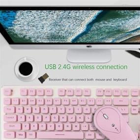 img 1 attached to 🔌 Wireless Keyboard and Mouse Combo: Rechargeable, Luminous Mute, Pink with White Light - For Office, Gaming, Laptop, PC, and Home Use